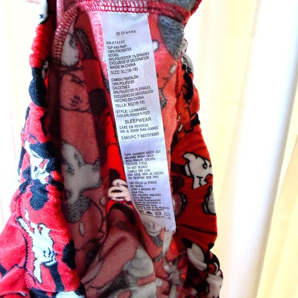 Women's Disney Mickey Mouse Soft Fleece Red Pajama Top & Bottom Size XL (16-18) - Picture 8 of 11